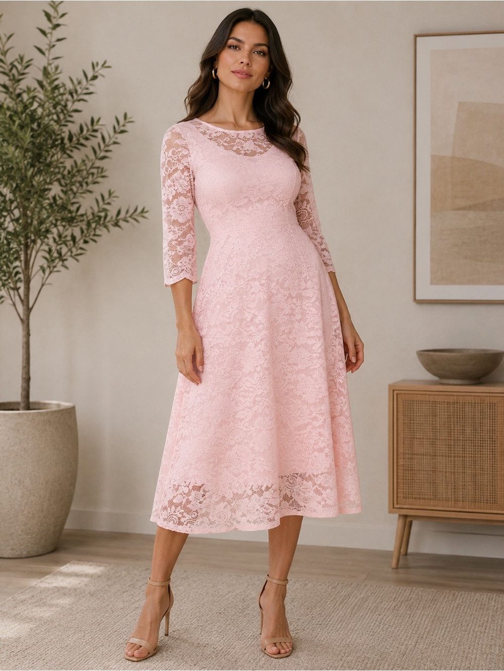 NWT Torrid midi Elegant Lace Illusion Dress Impatience pink Sz 18